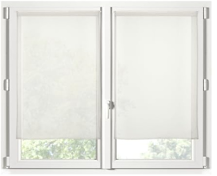 Stof - Paire de Brises-bise -Taille 60x120 cm - 100% Polyester - Couleur Ecru - Modèle Monna - Vitrage - Intimité et Transparence - Uni