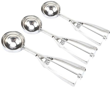 3 Size Ice Cream Scoop Trigger Metal Cookie Spoon Melon Baller Stainless Steel Dough Spoon Scooper