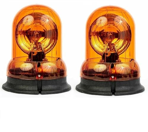 Générique Lot de 2 Gyrophares Orange Rotatif 12-24V H1 Ampoules Signalisation de Secours Balise d'Avertissement