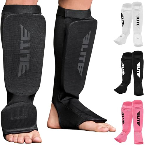 MMA Shin Pads for Muay Thai and Kickboxing, Protective Shin Guards with Instep Guard for Sparring and Training, for Adults, Kids, and Youth