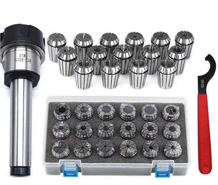 ER25 Spannzange MTB2 MTB3 MTB4 ER25 Federklemmen Spannfutter 15-teiliges Spannzangenfutter mit Morsekegelgriff MT2 MT3 MT4 ER25 Spannzangensatz(AA (0.008mm),MTA2-ER25-15Pcs)