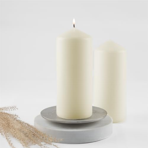 HOFER STUMPENKERZEN SET 70 x 170 mm – elfenbein, creme, champagner | besonders lange Brenndauer ca. 67 Std. | dicke Stumpen Kerzen | Großpackung | 2er Kerzen Set