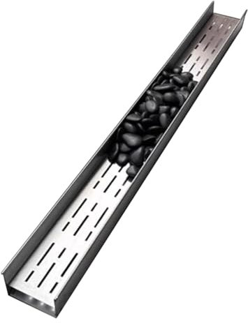 Caniveau Exterieur Caniveau de Terrasse Décoratif Étroit et Grille, Caniveau à Drainage Rapide pour Galets, Canalisation de Drainage en Métal pour Cour, Jardin, Ferme, Gouttière de Pluie Robuste(8cmx6