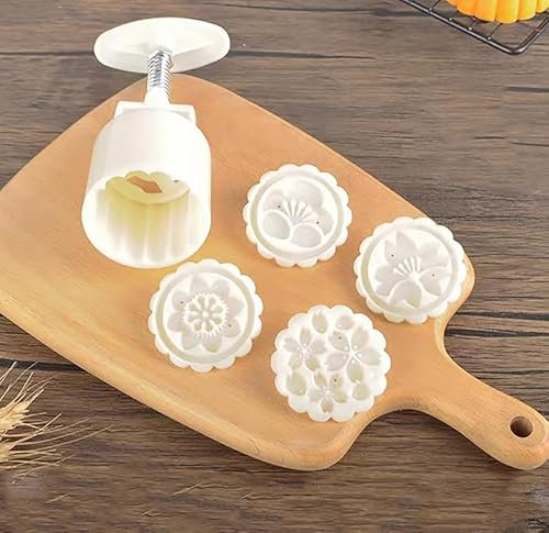 Mooncake Mould,Bath Bomb Molds,Mid Autumn Festival DIY Cookie Stamps Hand Pressure Moon Cake Molds for Baking DIY Cake Cookie Biscuit Dessert,Flower Animal Mode Patterns,50g