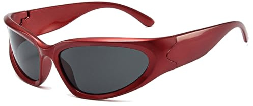 LJCZKA y2k Wrap Around Sunglasses for Men Women UV400 Protection | Vintage Oval Sunglasses Sport Shades Cycling Driving Outdoor