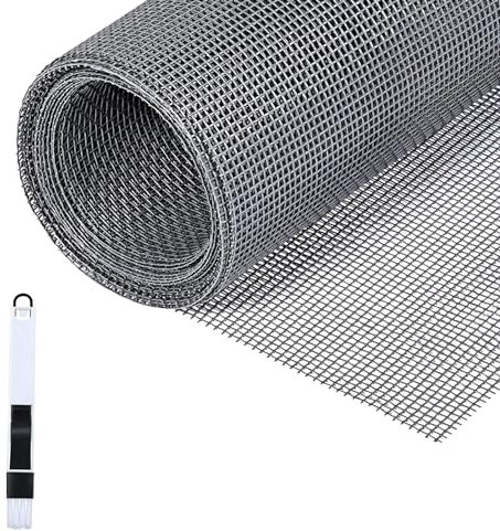 Fillis Moustiquaire de fenêtre, 150x500cm Moustiquaire au mètre en fibre de verre bricolable avec brosse de nettoyage, moustiquaire pour fenêtre, porte de balcon et salon, Gris