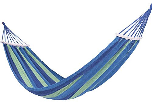 Outdoor Camping Hammock with Wooden Spreader Bars 280 x 180 cm 300 kg Capacity Portable Carry Bag Ideal for Yard Beach Patio Blue Color