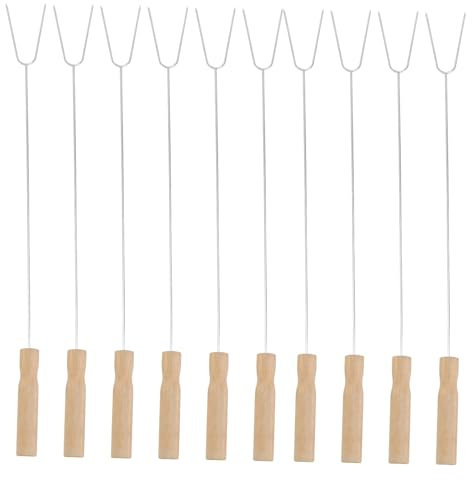 Happyyami 15pièces Fourchettes à Rôtir Bois Réutilisables Acier Inoxydable Pour Barbecue Et Grillades