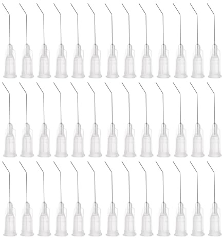 QUARKZMAN 60 stycken tråkiga doseringsspetsar nålar 27 G 1 tum böjd nål med luer transparent