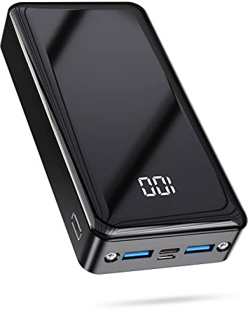 22.5 W Power Bank 24000 mAh with Torch LED Display Quick Charge Function External Battery Type C Outputs Power Bank USB C Output Portable Charger with Torch LED Display Battery for iPhone iPad
