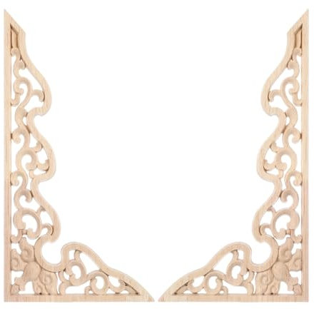 CYMMIYT Fregi in Legno 2 Pezzi di Decalcomanie for Intaglio del Legno, Decorazione della Parete, Applique for specchi, mobili in Mosaico di Legno, Finestra con Fiori intagliati