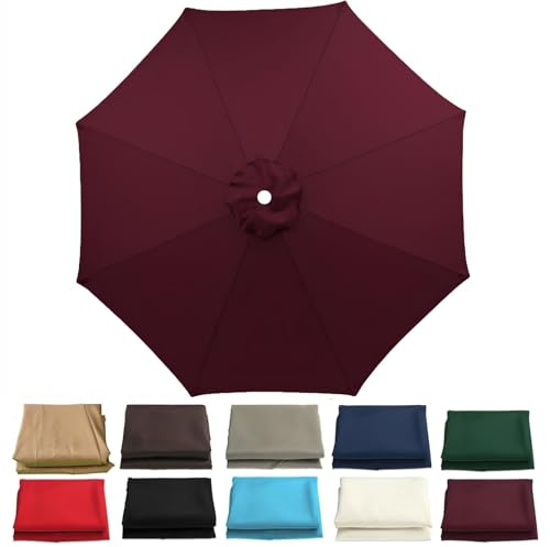 PYCJNFC Toile de Rechange pour Parasol déporté 6/8 Branches, 7 m/0 m (8,9 pi/9,9 pi) (Toile Uniquement) (Rouge vin, 8 Baleines, 7 m/106 po)