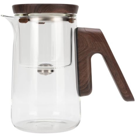 800ml Glass Teapot, Magnetic Tea Maker with Auto Detach Strainer & Digital Timer, Efficient Tea and Water Separation, Teapot Comfortable Wooden Handle