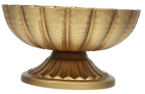 MAGICLULU Vaso in Ferro Stile Rustico Color Oro a Forma di Colonna, Vaso da Giardino Stabile e Resistente, per Piante e Fiori nel Portico Anteriore nel Giardino