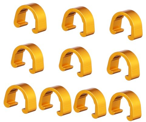 Didiseaon Wire Line Fixing Clamp Lightweight C Shaped Buckle Bike Brake Cable Clips 10pcs Aluminium Alloy Reusable Golden Colour for Mountain and Road Bikes