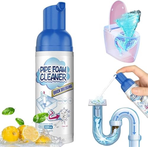 Schaum-Abflussreiniger, Professioneller Schaum-Abflussreiniger, Leistungsstarker Spülbecken- und Abflussreiniger Schaum, schnell schäumender Toilettenreiniger,Entfernt Haare, Fett & Gerüche (1)