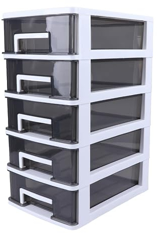 HORIALENCE FüNfschichtiger Schubladenschrank Aus Kunststoff Mit Transparentem Rahmen Tragbarer Organizer FüR BüRo Und KüChe Multifunktionale Aufbewahrungsbox FüR Schreibtisch Und Arbeitszimmer