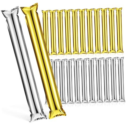 MAGICLULU 24pcs Inflatable Cheering Sticks Team Spirit Noise Makers for Concerts Sports Events Easy to Carry Lightweight Aluminum Film for Celebrations Competitions