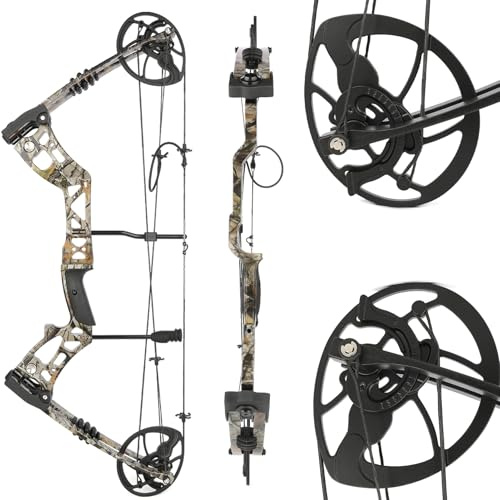 Adult Compound Hunting Bow 30-75 LBS Adjustable Draw Weight Up to 330 FPS IBO 30.5 ATA Low Noise Vibration Durable Lightweight Design (Colored)