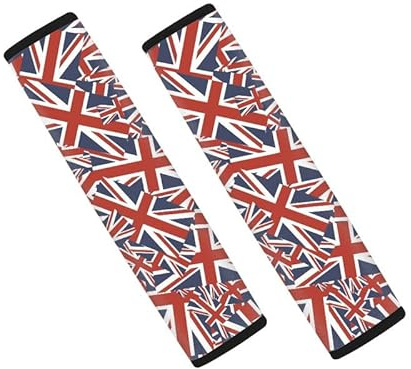 Brpzosi Retro The Union Jack Print 2-Pack Seat Belt Covers UK Great Britain Painting Soft & Comfortable Seat Belt Universal Car Seat Belt Strap Cover Shoulder Strap Pad