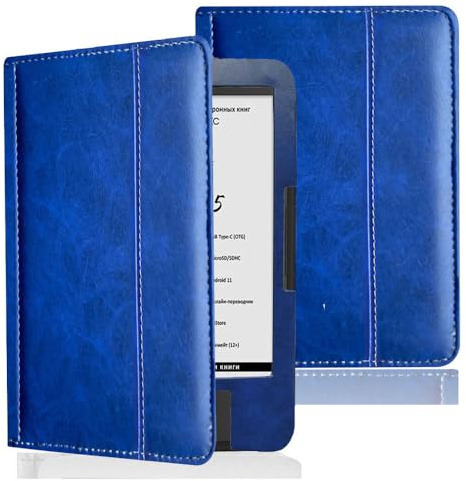 Schutzhülle für 15,2 cm (6 Zoll) Onyx Boox Vasco da Gama 1/2/3/4/5 E-Book-Reader, geeignet für Onyx Boox Vasco da Gama 1/2/3/4/5, schlank, leicht, PU-Leder, Schutzhülle (dunkelblau)