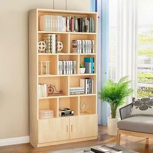 MESCXTY Bookcase, Versatile Modern Natural Wood Bookshelf with Closed Back and Shelves for Compact Storage Home Office Furniture - 39 L x 12 W 84 H