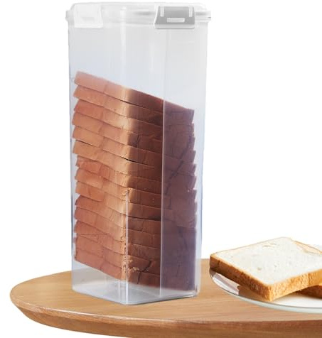 Générique Boite A Pain De Mie Hermétique Transparent - 14x34 Cm Boîte De Rangement Pour Pain Avec Tiroir & Couvercle | Résistant À L'humidité | Récipient À Pains Pour Biscuits, Bagels, Beignets