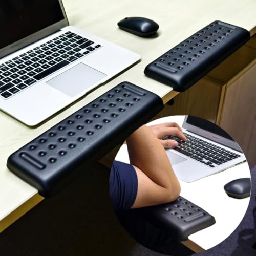 Ancaedhl Waterproof Leather L-Shaped Desk Elbow Support Pad, 2 Pack Ergonomic Memory Foam for Wrist, Arm and Elbow Rest, Non-Slip and Pressure Relief Desk EdgeCushion for Office Gaming Home