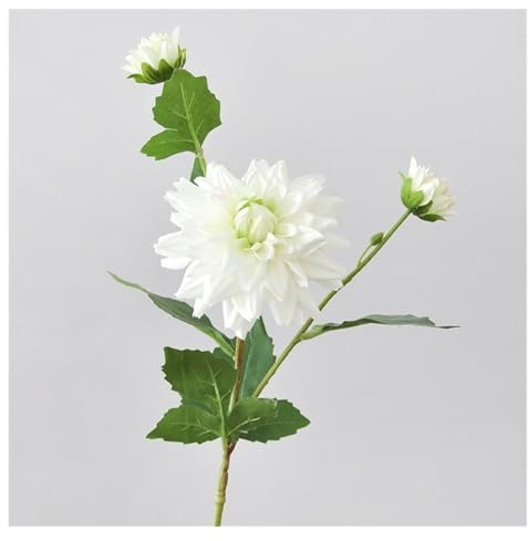 UZAMIRLEX Flores Artificiales de Seda, Paquete de 5 Flores Artificiales Dalia Seda con 3 Cabezas, Multicolor, 65 cm(White)