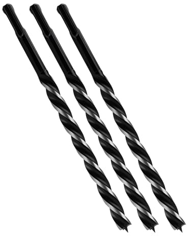 Set di 3 punte elicoidali 12 x 230 mm Sds Plus per legno, legno tenero, legno duro con punta di centraggio