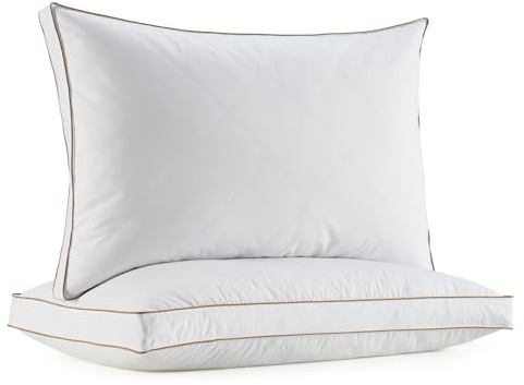 Deodar Juego de 2 Almohadas de plumón 46x66x5cm, Almohadas de Plumas con Funda 100% algodón, Transpirables, hipoalergénicas, Lavables, con certificación Öko-Tex y RDS