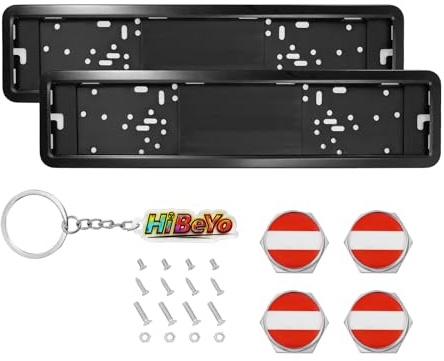 HIBEYO 2Stück Universal Auto Nummernschildhalterung Kennzeichenhalterung schwarz Nummernschildhalter Nummernschildrahmen Halter Für Kennzeichen Nummernschild Auto Zubehör Tuning-Österreich Flagge
