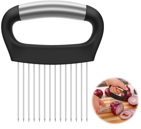Ershyi Onion Holder, Stainless Steel Onion Holder for Slicing & Cutter with Cover, Onion Slicer for Onions, Potatoes, Tomatoes, Fruits& Tenderizing Meat