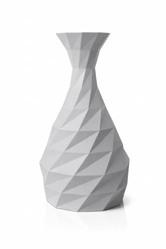 Blumenvase Toredo Dekoration Vase fürs Wohnzimmer. Perfekt für Pampasgras oder Trockenblumen. Verschiedene Größen und Farben verfügbar. Skurilles Designelement für Zuhause. (grau, 25 cm Höhe)