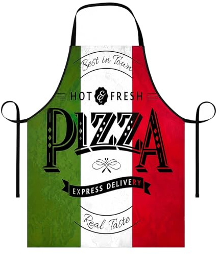 CZXCV Pizza Schürze, Lustige Küchenschürze mit Italienischer Flagge, Kochschürze für Männer und Damen, Verstellbare Grillschürze, 60 x 80 cm