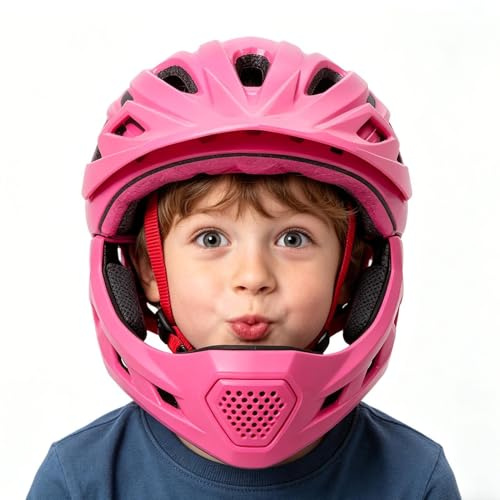 Fullt ansikte för barn, med avtagbart hak- och ansiktsskydd - cykel för barn utomhus - flickor och pojkar för rullskridskor cykel