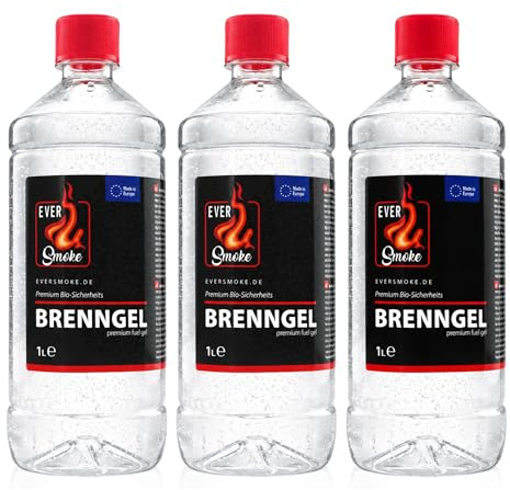 Eversmoke Premium Brenngel, Dickflüssig, Ethanol-Basis, 3 STK | Sicherheits-Brenngel, für Tischkamin, Dekofeuer, Lampe & Stövchen, Made in Europe