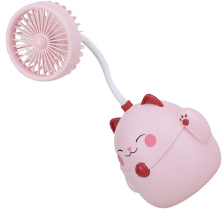 Toddmomy Ventilateur de Bureau Portable USB Porte-stylo, Petit Ventilateur de Dessin Animé Rechargeable Vacances, Design Rose Rotation 360° et Base Antidérapante