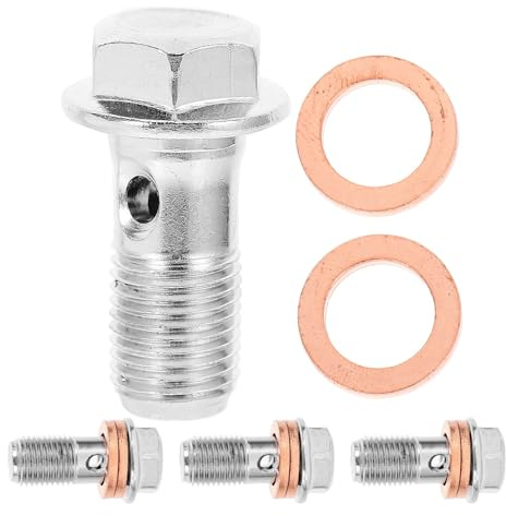 PLAFOPE 4piezas Tornillos Banjo para Freno Motocicleta Pernos Drenaje Aceite Hidráulico para Cilindro Maestro y Sistema Freno Delantero y Trasero