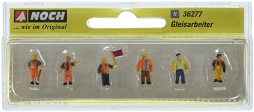 NOCH Gleisarbeiter, Modellbahn Figuren 1:160 (Spur N) aus Kunststoff, perfekt für realistische Gleisbaustellen