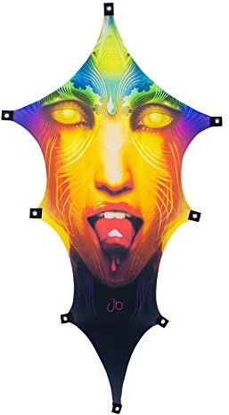 PSYWORK Schwarzlicht Segel Spandex | Goa Vermilion Go Dragon | 2,5 x 1,3m | UV-aktiv | Leuchtend | Wandtuch Wandbehang Stoff Neon Deko Party Tuch Tapestry Poster PSY