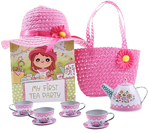 Tickle & MainMy First Tea Party Gift Set, 12-Piece Set Includes Book, Tea Set, Hat, and Purse for Toddler Girls