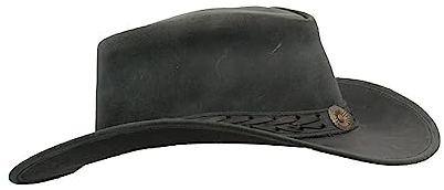 WALKER AND HAWKES - Outdoor-Hut aus Rindsleder - Vintage-Optik - Schwarz - 2XL (61cm)