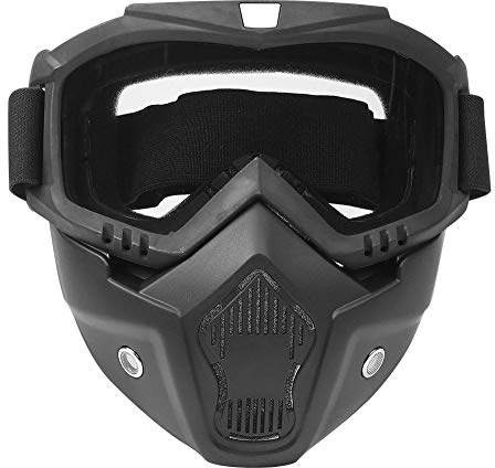 Keenso Ridglasögon, motorcykelglasögon med avtagbar ansiktsmask, vinterglasögon, skyddsmask för vindtäta cyklister (klart) cykelskydd
