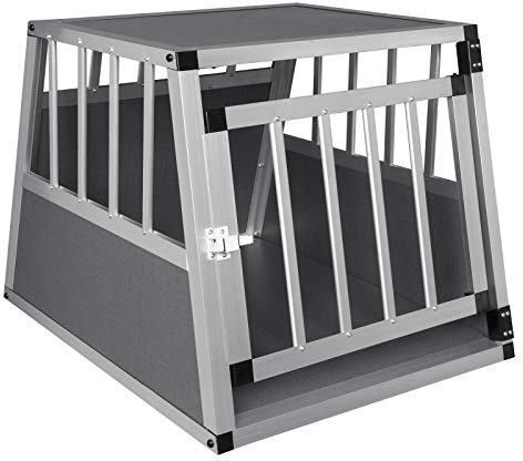 EUGAD Trasportines Perro Mediano, Transportin de Aluminio para Perros Gatos, Jaula para Perros con Puerta y Cerradura,Robusto Transportin Perro,Jaula Perro Mediano Fácil Limpiar-54x69x51cm