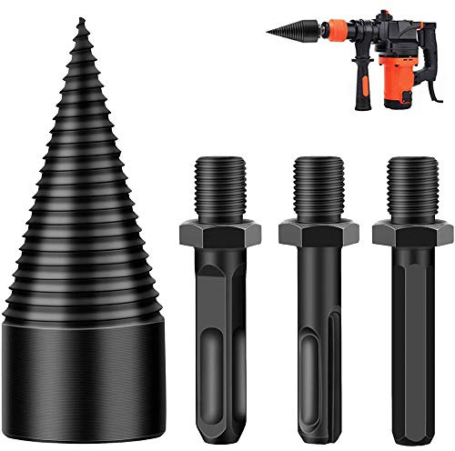 Spalt-Holzkegelbohrer, robuster Bohrer, Schraubkonus, Treiber-Bit, Holzspalter, Schraubkonus, Anzündholz, Splitter für elektrische Haushaltsbohrer (32/42 mm, Bohrer-Set) (42 mm)