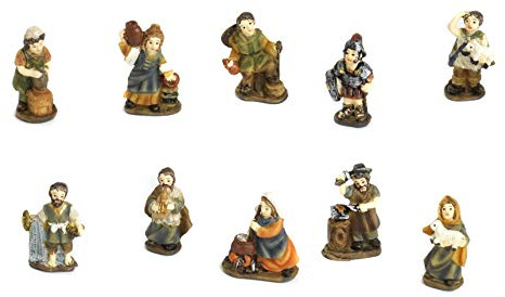 Set 10 Personaggi Mestieranti Pastori Presepe in resina cm. 3