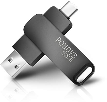 Pendrive 32 GB 3.0, Tipo C Memoria USB 32GB Metal Pen Drive USB C Memoria Flash USB Stick 32GB para Smartphones Android, Windows, Android, PC, Tabletas etc (Negro)