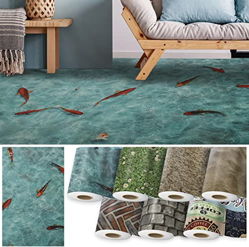 Floordirekt CV-Belag Moonlight 3D - Zuschnitt - Meterware - Bodenbelag PVC Länge auf Maß mit 3D Effekt (100 x 350 cm, Koi)