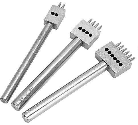 Perforadora Cuero, 3 Piezas Acero Perforadora de Cuero Herramienta Perforadora Espaciadora para Cuero, Productos De Cuero, Grabado Y Punzonado De Cuero(Spacing 4mm (2+4+6))